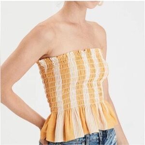 American Eagle yellow smocked tube top